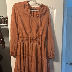 Elegant Long Sleeve Dress in Terracotta